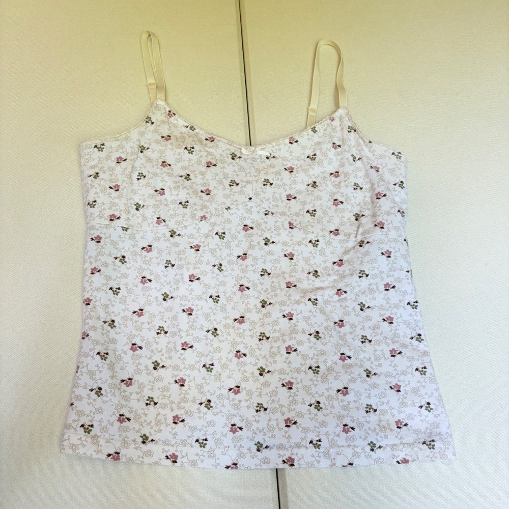 Vintage Y2K Faded Glory Cottagecore Coquette Bow Cami Top Size L